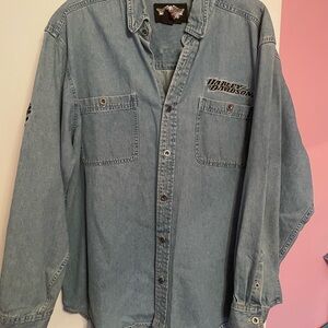 Harley-Davidson Blue Casual Button Down Shirt